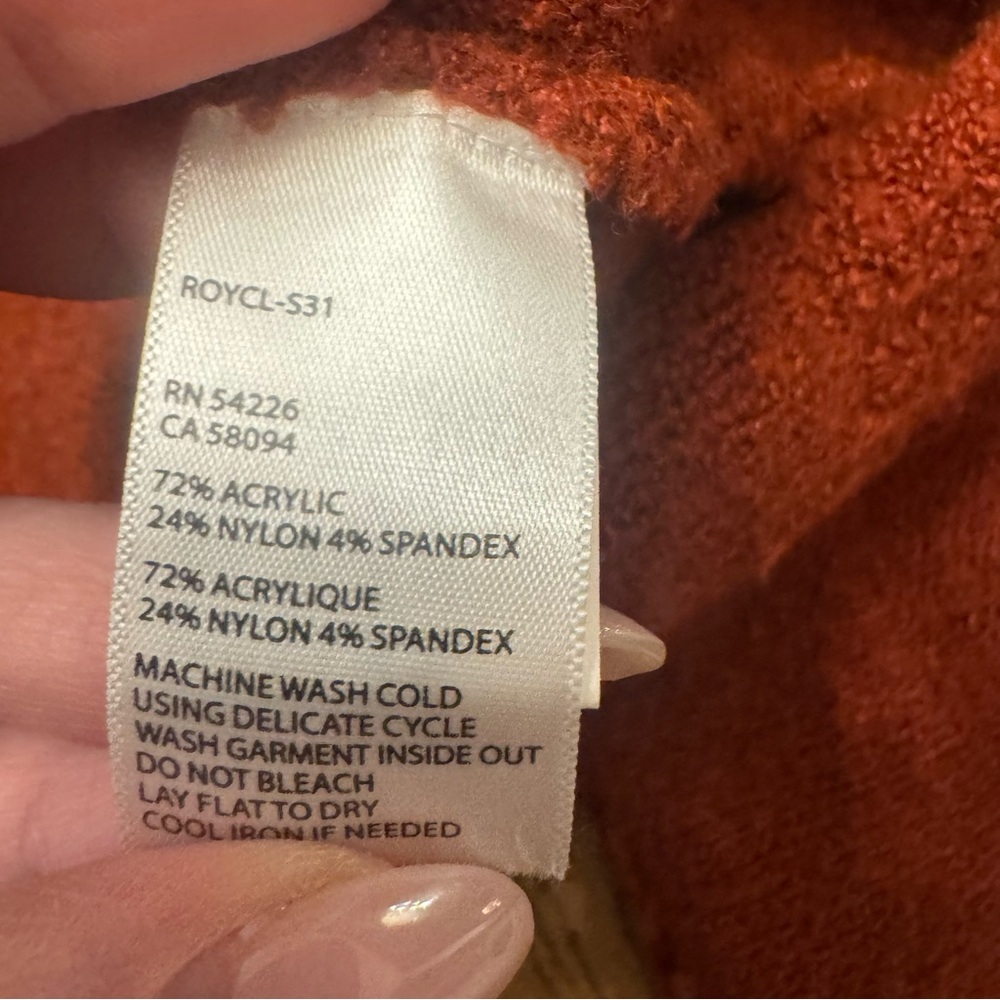Royal Robbins Rust fairlisle Grandmacore Cardigan Sweater Chunky Cozy Cabincore - Picture 4 of 5